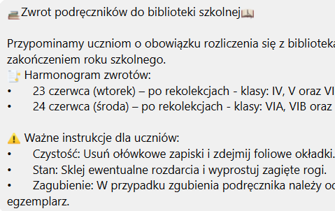 Zdjęcie do Zwrot podręcznik&oacute;w do biblioteki szkolnej