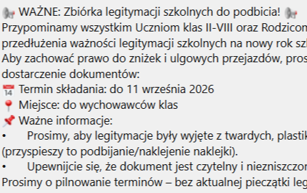 Zdjęcie do WAŻNE: Zbi&oacute;rka legitymacji szkolnych do podbicia!